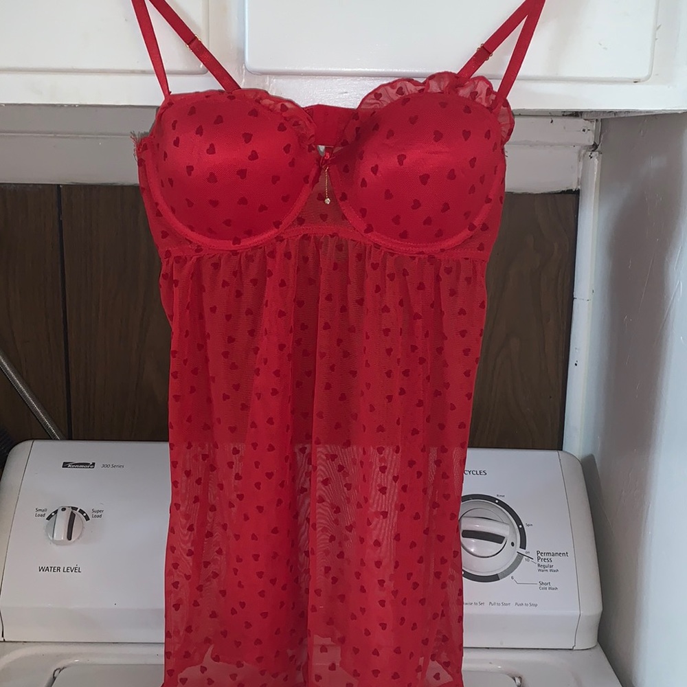 Red heart printed lingerie